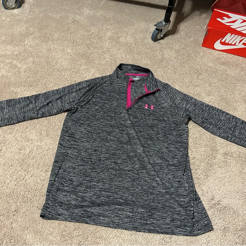 Under Armour Gray and Pink Quarter-Zip Pullover